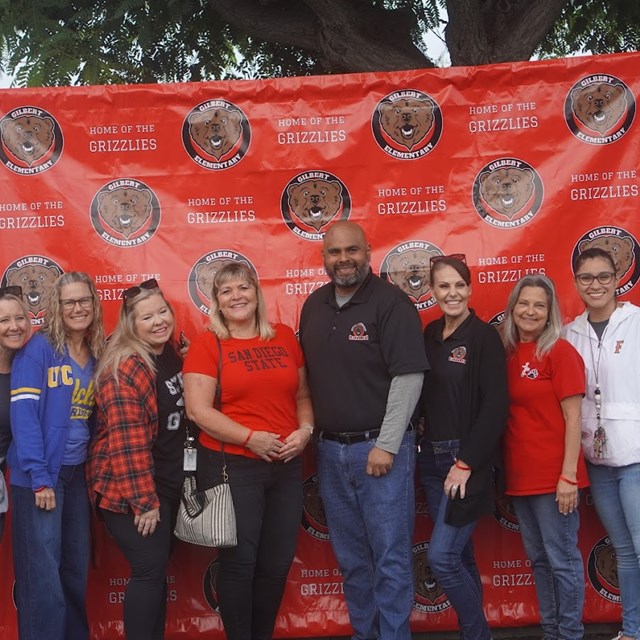 Gilbert Staff at Walk to School day.