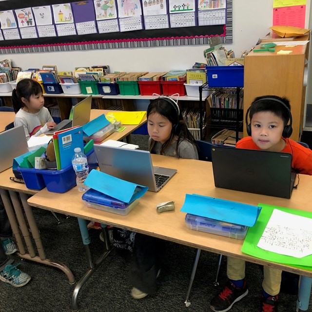 3rd graders during the Hour of Code